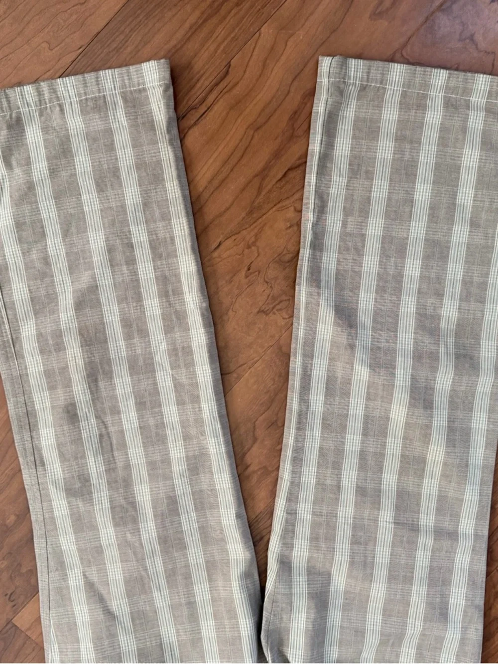 Patagonia Organic Cotton Pants Women's Size 10 Beige Plaid Mid Rise Straight Leg